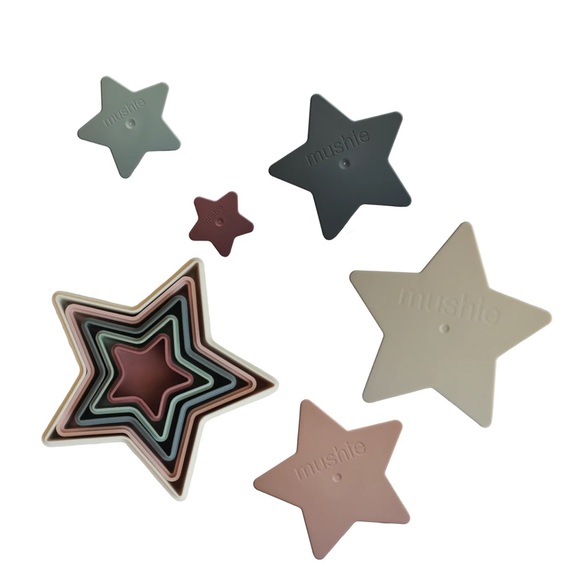 Mushie Other - Mushie Star Nesting Toy - Cream, Pink, Gray